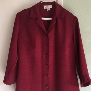 French made dark red button down shirt.